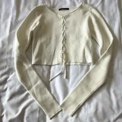 【SALE】EMODA エモダ アイボリー クロップドニットカットソー 長袖