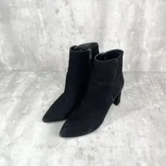 DIANA【25.0】ショートブーツ 黒 ポインテッドトゥ 美脚 ヒール 上品