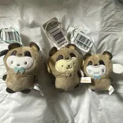 サンリオ 動物着ぐるみマスコット たぬき3個セット