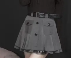 pium レザーベルトプリーツミニスカート