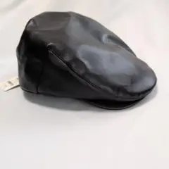 GU 新品未使用 ハンチング帽 黒 合成皮革 54-58 アジャスター付き