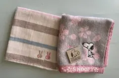 スヌーピー＆うさぎ柄 ハンカチタオルのサムネイル
