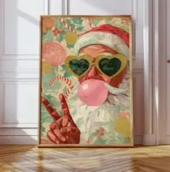 バブルガムサンタさん　クリスマス　額無し　アートポスター　キャンバスアート218