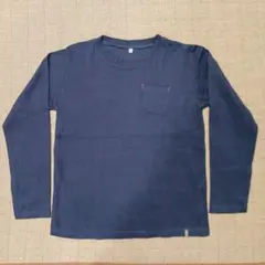 ネイビー S 長袖カットソー 胸ポケット付き 150cm