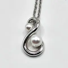 26075✨ミキモト ネックレス シルバー925 アコヤ真珠2珠　パール 刻印のサムネイル