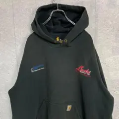 カーハート　企業刺繍ロゴ　フェードブラック　スウェットパーカー　2XL