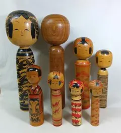 DE まとめ売り こけし 9体セット 昭和レトロ 伝統工芸品 ヴィンテージ 飾り DE まとめ売り こけし 9体セット 昭和レトロ 伝統工芸品 ヴィンテージ
