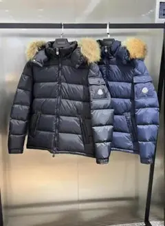 moncler ダウンジャケット ブラック ネイビー フード付き