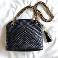 ヴィンテージ BALLY　ブラック　キルティングショルダーバッグ