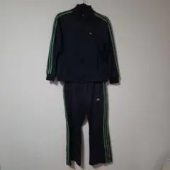 アディダス　adidas　セットアップ　ジャージ上下　ネイビー×グリーン　S