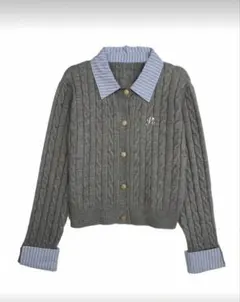 グレー ケーブル編み セーター