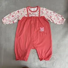 ミキハウス HOT BISCUITS 長袖ロンパース 花柄 うさ子 80cm