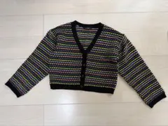 w closet ボーダー　カラフル　黒　カーディガン　ゆったり
