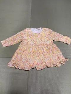 プティマイン　七分袖 花柄ペプラム カットソー　110