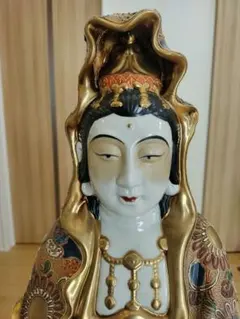 九谷焼　聖観音菩薩像　立像　色絵　金彩　置物　38cm 　Y302 2308 九谷焼 観音菩薩像 仏像 色絵金彩 置物 - メルカリ
