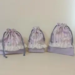 【ハンドメイド】お弁当袋　コップ袋　ユニコーン　巾着袋　給食袋　3点セット