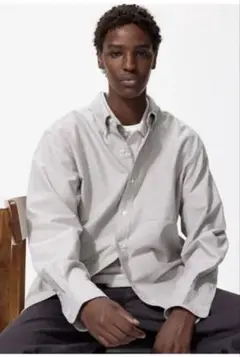 オックスフォードシャツ　長袖　グレー