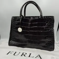 FURLA ハンドバッグ　クロコダイル押し　y2k ヴィンテージ