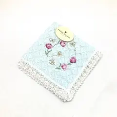 Y606-257　PIERRE BALMAIN タオルハンカチ レース 花刺繍のサムネイル
