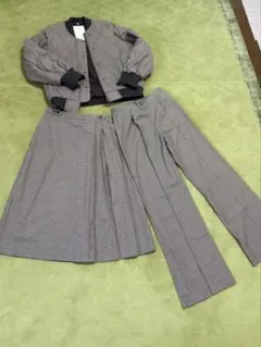 試着のみ☆ロク☆ブラウン系チェック柄セットアップ☆3点☆