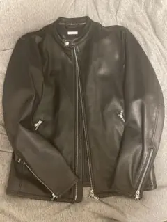 【BEAUTY&YOUTH】ノーカラー シングルライダース 牛革 ブラック XL ビューティー＆ユース ユナイテッドアローズのWeb限定 ライダース