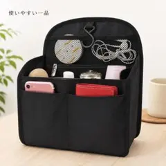 バッグインバッグ リュック 収納 縦型 11ポケット 軽量 黒 便利 大容量応のサムネイル