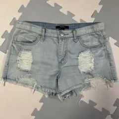 【エロかわ】ライトブルー ダメージショートパンツ