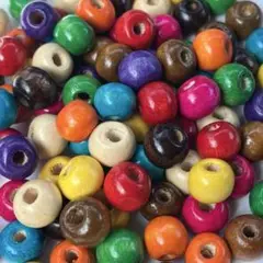 8mm/穴2mm 10色入り ウッドビーズ 100個 木製