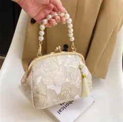 値下げ パーティーバッグ 刺繍 がま口 ポーチ 卒業式 結婚式 袴 着物 花柄
