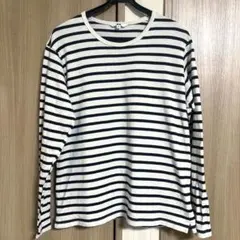 希少XL ユニクロ ボーダー ロンT 白黒 長袖 Tシャツ 定番 春服 美品