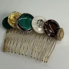 【美品】TRIM trim バツリカ ゴールドコーム かんざし マルチカラー