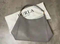 (土日限定)フルラ　ワンショルダー　ハンドバッグ　グレー　レザー