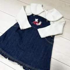 familiar ワンピース サロペット 80 リアちゃん フリル 刺繍