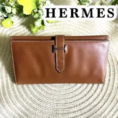 良美品★HERMESエルメス べアン デュプリ 3つ折り長財布☆正規店のサムネイル