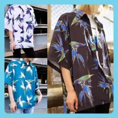 【ダンケシェーン】メンズ 半袖シャツ M 柄シャツ フラワーレギュラー アロハのサムネイル