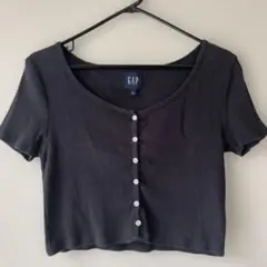 GAP リブ 半袖 カーディガン ブラック S クロップド丈のサムネイル