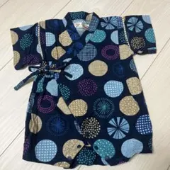 水玉模様 コットン甚平 ネイビー系