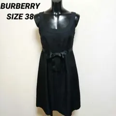 BURBERRY バーバリーノースリーブ ワンピース ブラック ベルト付き 38