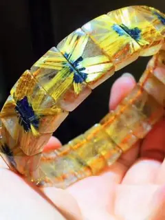 ⭐︎【天然】ゴールドタイチンルチル クォーツ ブレスレット バングル