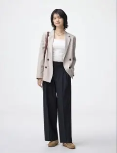 タックワイドパンツ(ストライプ)(丈標準70.0～74.0cm)