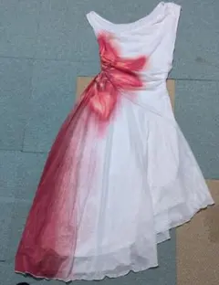 フラダンス用ドレス ホワイトと赤の花