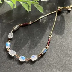14kgf✨《ブルームーンストーン＊ガーネット》ブレスレット