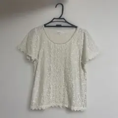 grove アイボリー レースカットソー 半袖 L