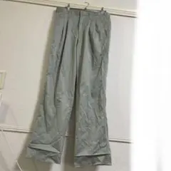 グレー プリーツ付きスラックス 作業着