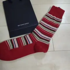 BURBERRY ストライプソックス レッド　約26cm