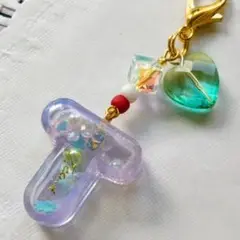 シャカシャカ イニシャルキーホルダー 小【Ｔ】