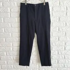 ジーユー/テーパードパンツ/チェック/ストレッチ/センタープレス/M/ネイビー系