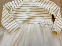 プチバトー★ゴールド ラメボーダーチュール ワンピース 12m 70 80