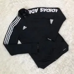 adidas ブラック ジップアップジャージ 3本ライン　アシンメトリー
