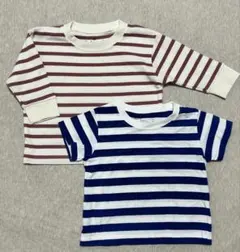 無印・ストライプTシャツ2点セット（長袖・半袖）　80サイズ